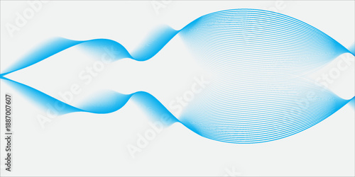 Abstract vector background with blue wavy lines, Dynamic flowing wave lines design element, Blue satin ribbon isolated on white background, Abstract glowing light effect.