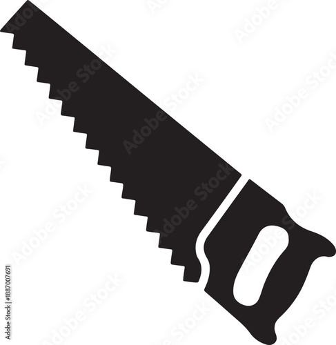 Handsaw Icon Silhouette Professional Woodworking and Carpentry Tool Vector Illustration