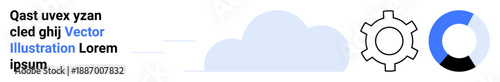 Gear, cloud, and segmented pie chart represent technology, process automation, data analysis, and cloud computing. Ideal for innovation, collaboration, strategy digital solutions and a simple