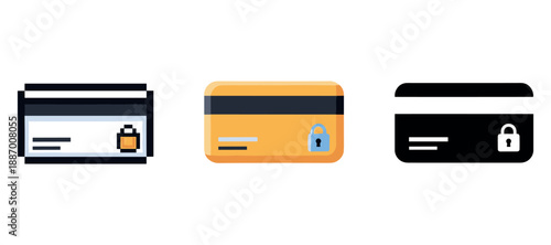 Digital security icons displaying lock symbols on credit cards