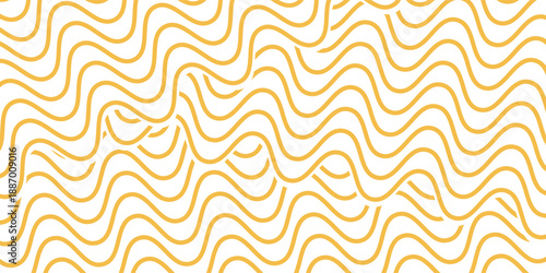 Yellow instant noodles, pasta, and spaghetti textures with geometric wavy lines. Vector ramen and pasta patterns. modern