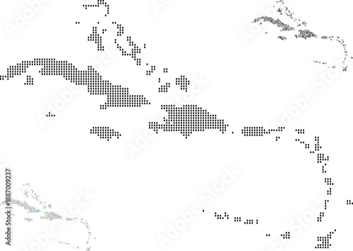 Caribbean Island country Infographic vector map design with political territory in vertical rectangle shape pattern. Caribbean Island country vector map design