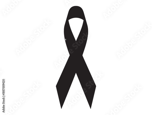 Black ribbon awareness symbol representing grief mourning remembrance or support for a cause