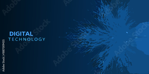 Abstract digital technology burst a visual representation of network connections
