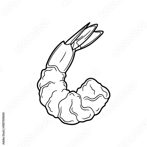Minimalist Hand-Drawn Ebi Tempura Icon
