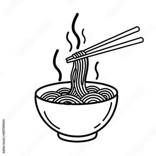 Minimalist Hand-Drawn Ramen Bowl Icon