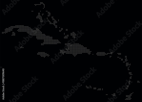 Dotted pattern shape Caribbean Island country vector map design. Caribbean Island country dot pattern map showing political territory of Island countries