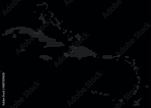 Rectangle shape pattern Caribbean Island country Infographic vector map of design political territory on black background
