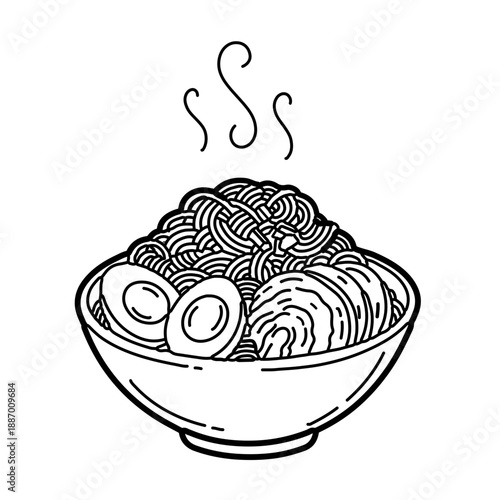 Minimalist Hand-Drawn Ramen Bowl Icon