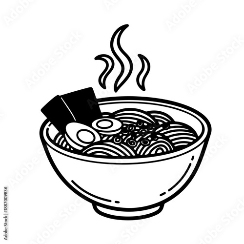 Minimalist Hand-Drawn Ramen Bowl Icon