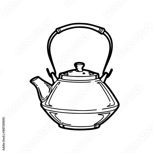 Minimalist Hand-Drawn Kyusu Teapot Icon