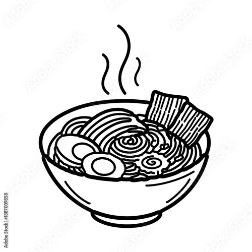 Minimalist Hand-Drawn Ramen Bowl Icon