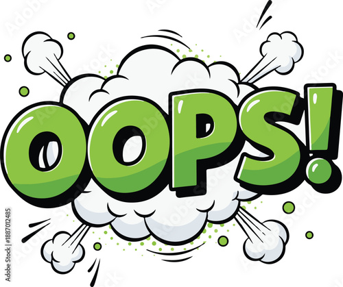 Comic OOPS Sound Effect Cloud Speech Bubble Pop Art Vector