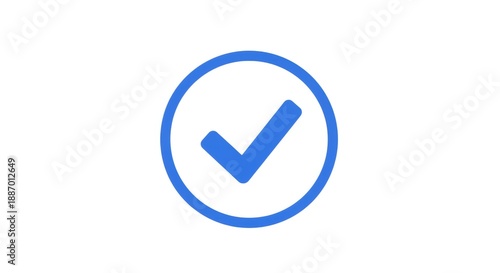 A blue checkmark icon within a circle on a white background