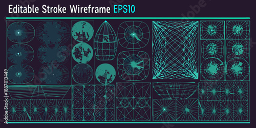 editable stroke wireframe elements for design and illustration