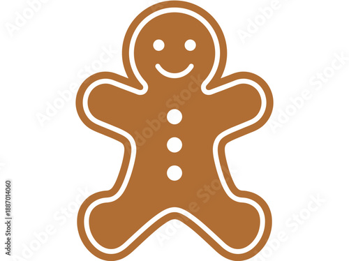 Single Gingerbread Man Cookie Flat Vector Illustration on White Background