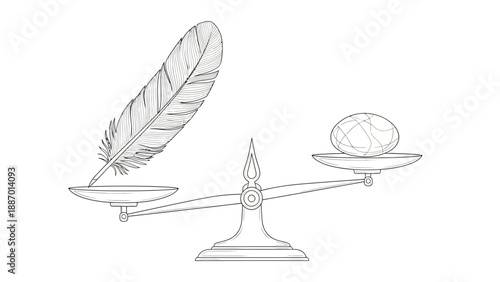 Hand-drawn illustration of a balance scale weighing a feather against a heavy globe, symbolizing inequality.