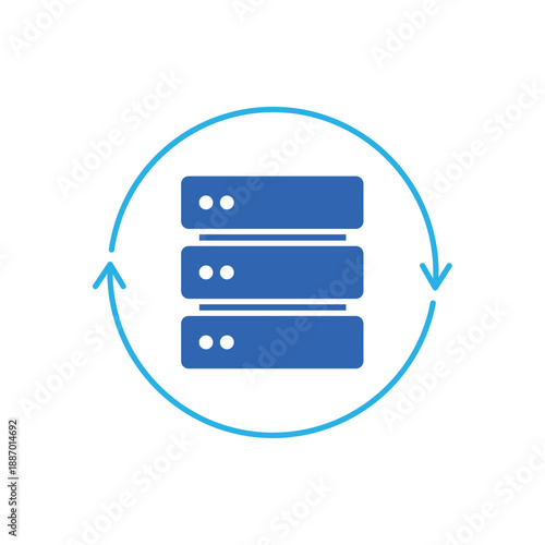 Icon a database sync with rotation arrows, isolated against a clean background.