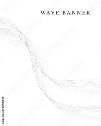 Minimalist dotted wave pattern with fading gradient and smooth curvature on white