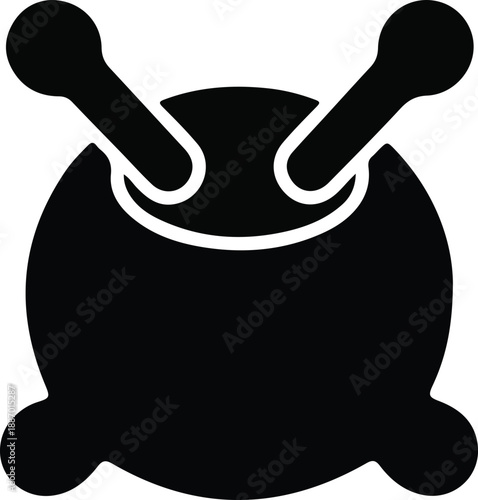 Voodoo Doll Icon Black Silhouette, Minimal black voodoo doll icon with pins symbolizing superstition magic curses dark humor and symbolic harm concepts.

