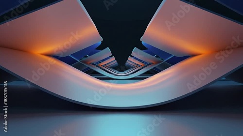 Futuristic Abstract Shapes with Neon Lights.