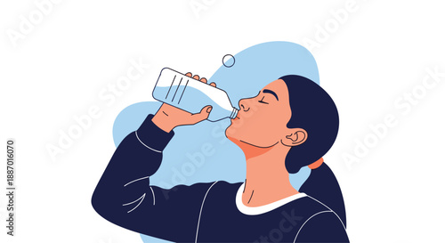 Young man drinking water from a large bottle to stay hydrated, promoting a healthy lifestyle and wellness through hydration.