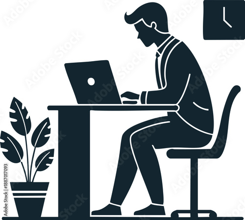 Businessman working on laptop at office