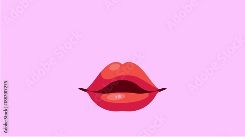 Bright red lips - kiss, animation, banner, presentation