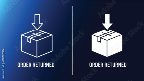 Order returned icons delivery boxes with arrows on gradient backgrounds refund and return concepts