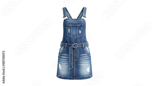 Wallpaper Mural Blue Denim Pinafore Dress with Belt and Distressed Details Torontodigital.ca