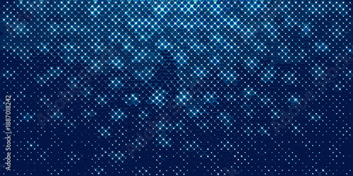 Abstract blue background with a dotted halftone pattern and light effects