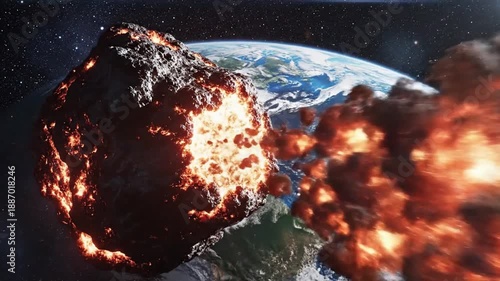 Asteroid Impact on Earth from Space.