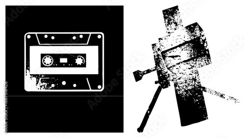 Vintage Cassette Tape and Film Camera Set