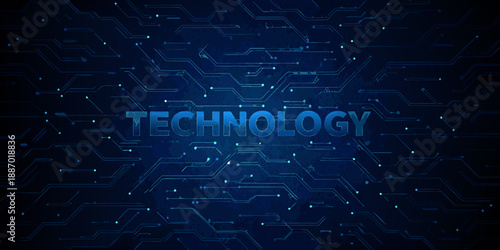 Abstract technology background with circuit lines and the word technology