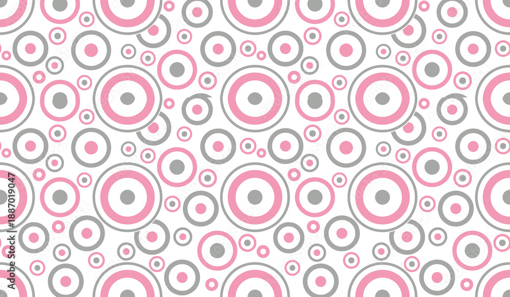 Fototapeta premium Vibrant pink and gray circular pattern on white background
