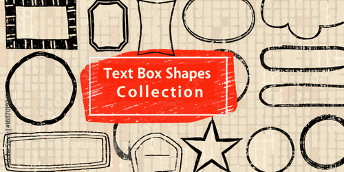 An assortment of hand drawn shapes and frames on a textured background