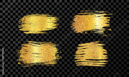 Set of gold hand drawn brush strokes