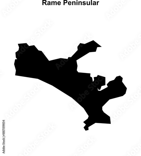 Rame Peninsular (England) blank outline map