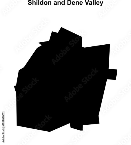 Shildon and Dene Valley (England) blank outline map