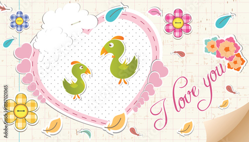 vector birds in love