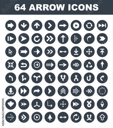 vector collection of 64 simplistic arrow icons