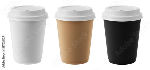 Wallpaper Mural Paper coffee cup with white lid on a transparent background. Mockup. Torontodigital.ca