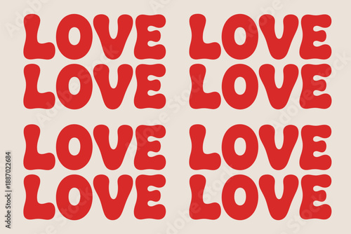 Repeated red love text Vector, illustration