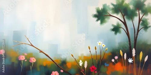 abstract, landscape, oil, painting, art, canvas, texture, brush, stroke, pigment, color, dynamic, expressive, creative, modern, contemporary, scenic, nature, horizon, hills, ridges, plains, sky, cloud