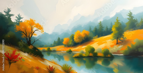 abstract, landscape, oil, painting, art, canvas, texture, brush, stroke, pigment, color, dynamic, expressive, creative, modern, contemporary, scenic, nature, horizon, hills, ridges, plains, sky, cloud