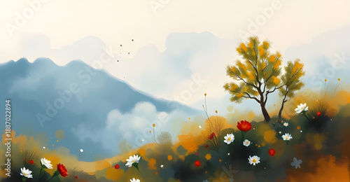 abstract, landscape, oil, painting, artwork, canvas, texture, brush, stroke, pigment, color, rich, expressive, creative, modern, contemporary, scenery, nature, horizon, mountains, valley, terrain, sky