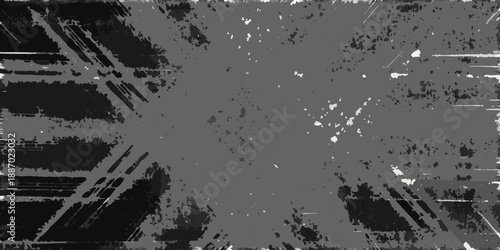 Abstract grayscale image with energetic brushstroke like patterns and a central void
