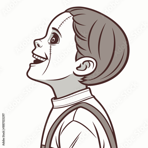 Child-like humanoid doll with realistic pores and skin texture, uncanny valley representation of manufactured innocence and artificial life