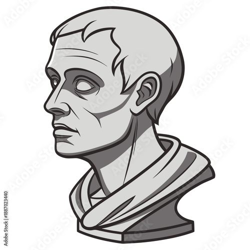 Almost living statue bust rendered with incredibly realistic skin texture, capturing a serene expression, a fusion of art and artificial life