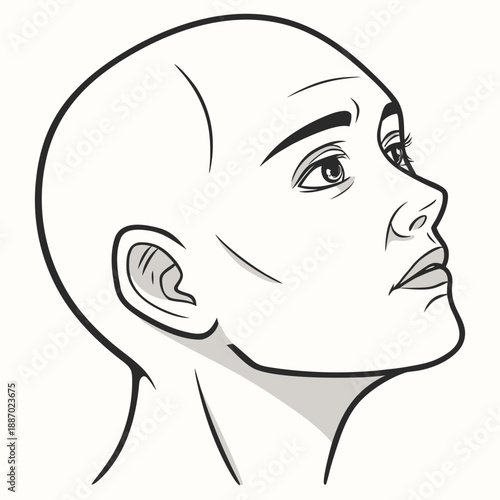 Detailed Vector Illustration of a Near-Real Human Face Displaying a Delayed Emotional Reaction, Representing AI and Robotics